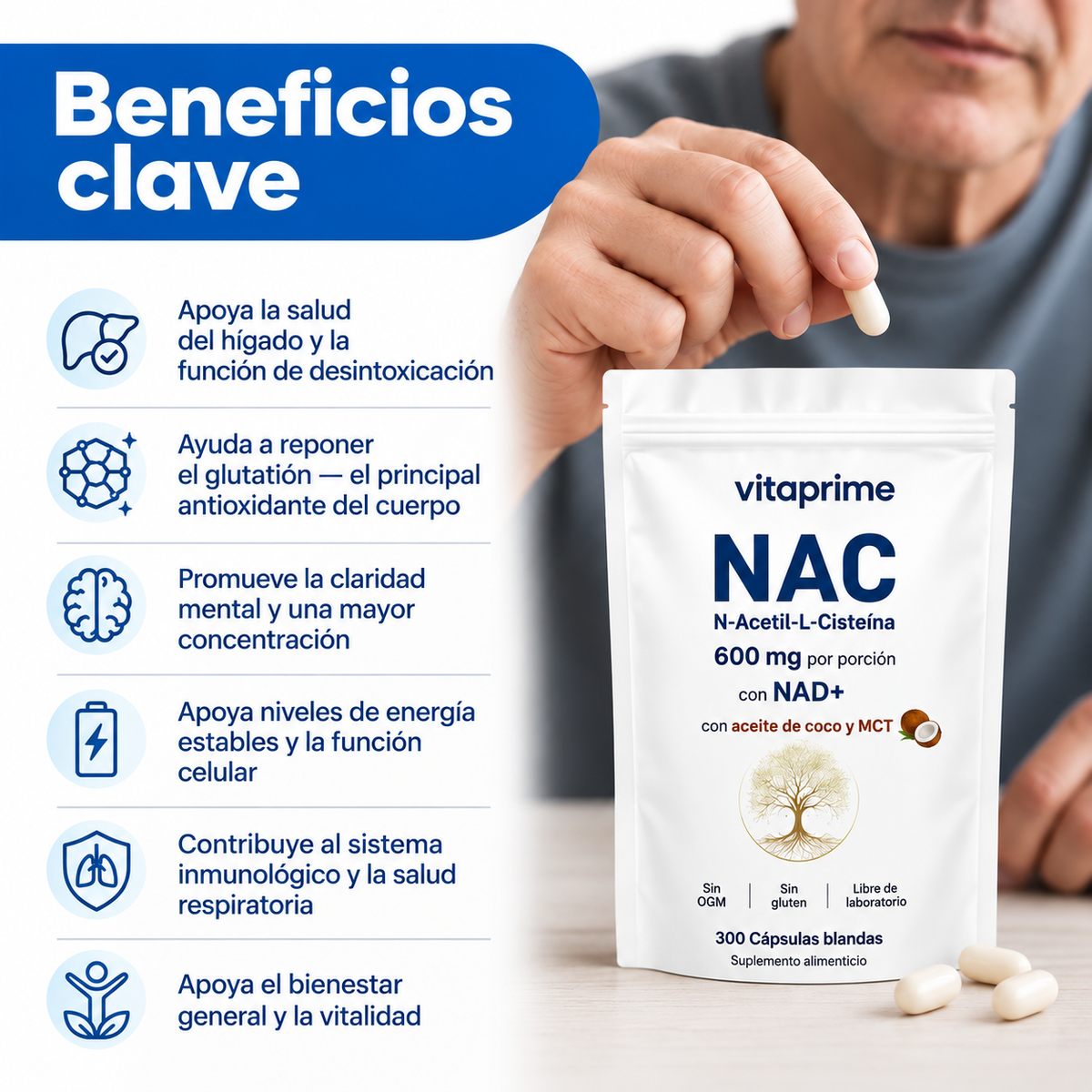 Nac 600mg con Nad+ Formato pequeño